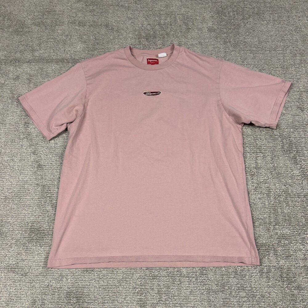 Supreme Tee T Shirt Mens XL Pink Cotton Oval logo Streetwear *Flaw